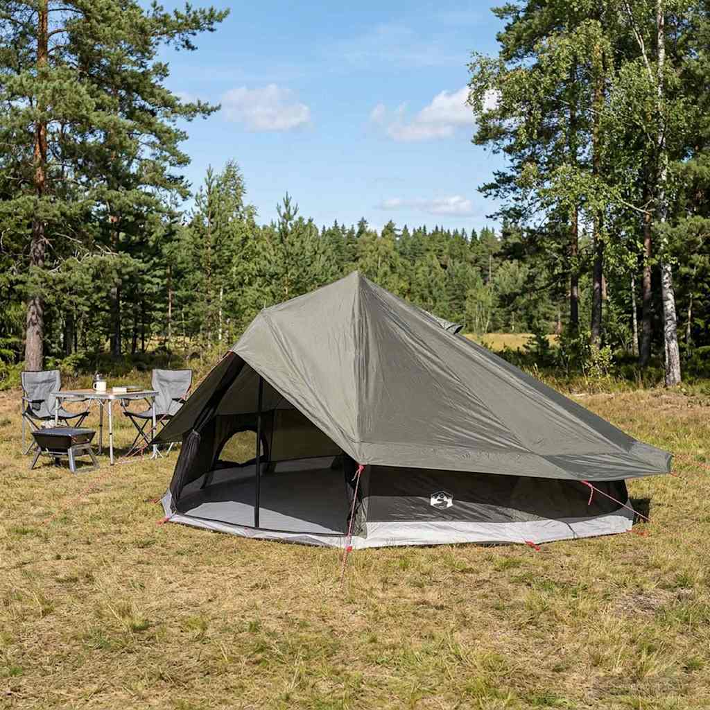 vidaXL Tipi-teltta 20 hengelle Ruskea Harmaa Polyesteri ja teräs