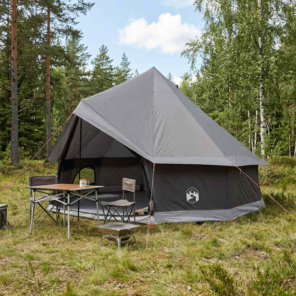 vidaXL Tipi-teltta 8 hengelle Ruskea Harmaa Polyesteri ja teräs