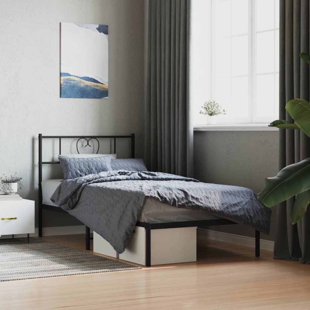 vidaXL Metallinen sängynrunko päädyllä musta 80x200 cm