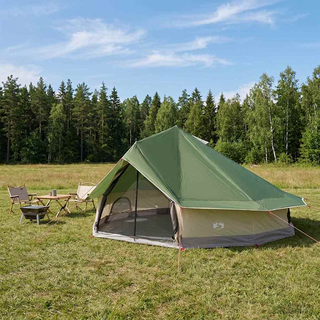 vidaXL Tipi-teltta 20 hengelle Vihreä Polyesteri ja teräs