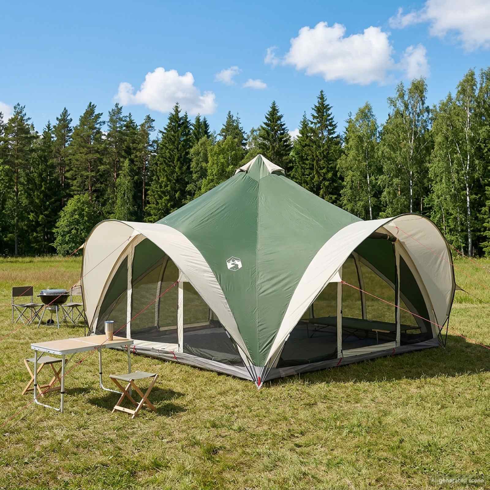 vidaXL Tipi-teltta 18.0 hengelle Vihreä Polyesteri ja teräs