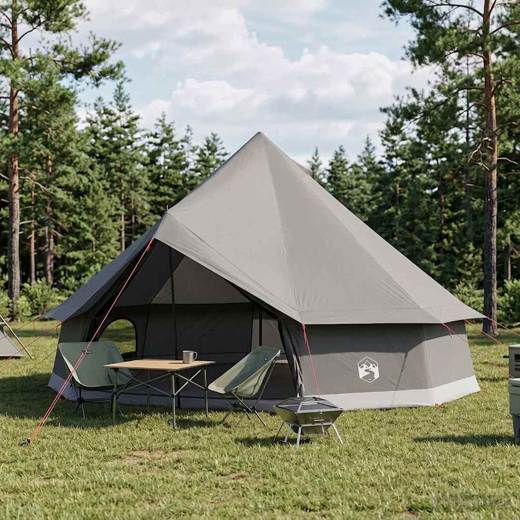 vidaXL Tipi-teltta 10 hengelle Ruskea Harmaa Polyesteri ja teräs