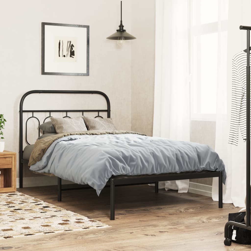 vidaXL Metallinen sängynrunko päädyllä musta 107x203 cm